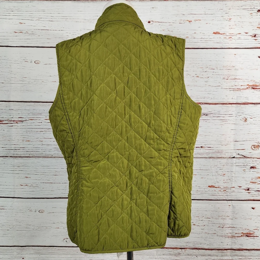 J. JILL Green Quilted Button Up Women's Vest Medium Petite - Picture 3 of 6